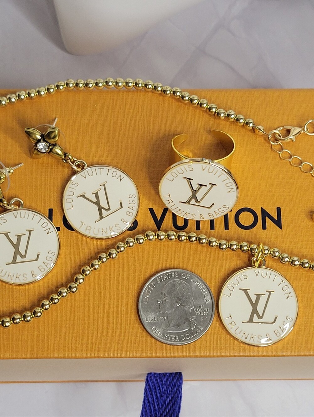 Choice Of One, Louis Vuitton Trunks & Bags, Earings, Necklace Or Adjustable Ring - Picture 7 of 8